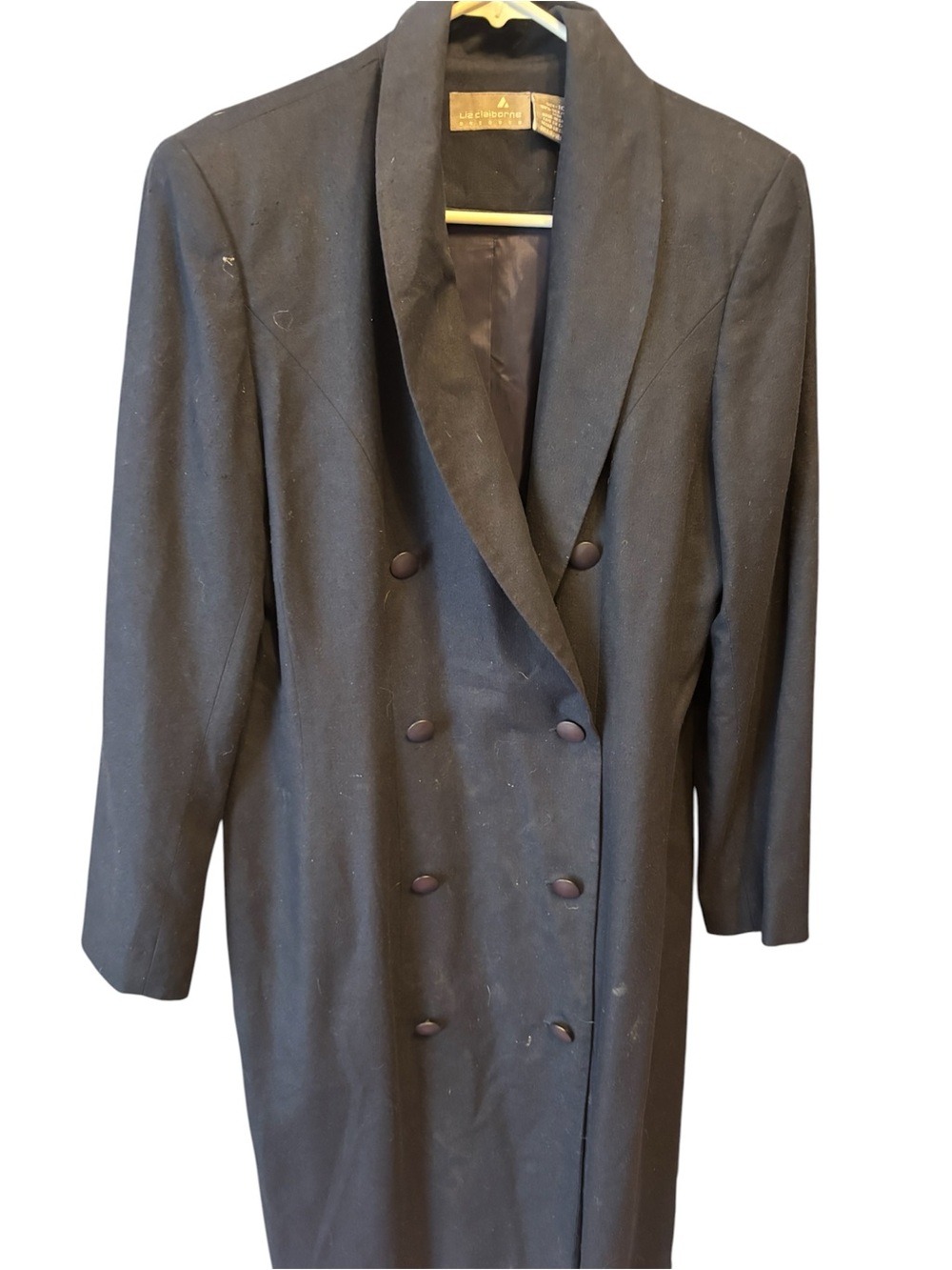 Liz Claiborne Black Double-Breasted Blazer Coat